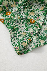 Green Flower Print Flutter Sleeve V Neck Sashed Ruffled Mini Dress Floral Dresses JT's Designer Fashion