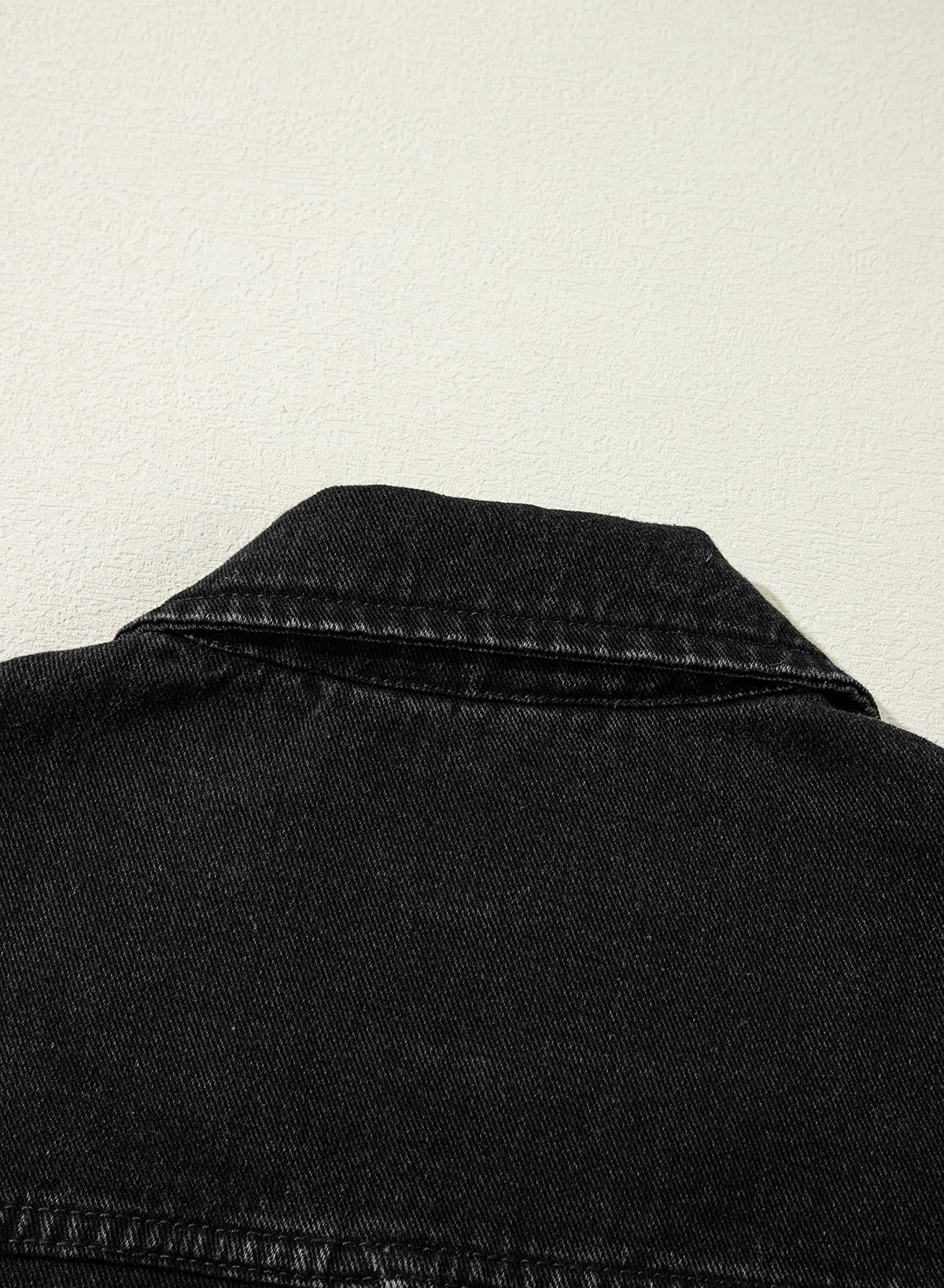 Black Side Pockets Lapel Collar Denim Jacket Denim Jackets JT's Designer Fashion