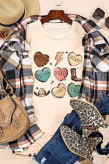 Khaki Western Fashion Valentine Graphic T-shirt Graphic Tees JT's Designer Fashion