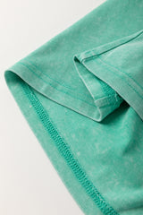 Mint Green Mineral Wash Flower Patchwork Mini T Shirt Dress T Shirt Dresses JT's Designer Fashion