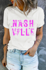 White NASHVILLE Star Graphic Crewneck T Shirt Graphic Tees JT's Designer Fashion