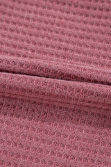 Mineral Red Solid Color Waffle Knit Cardigan with Pocket Cardigans JT's Designer Fashion