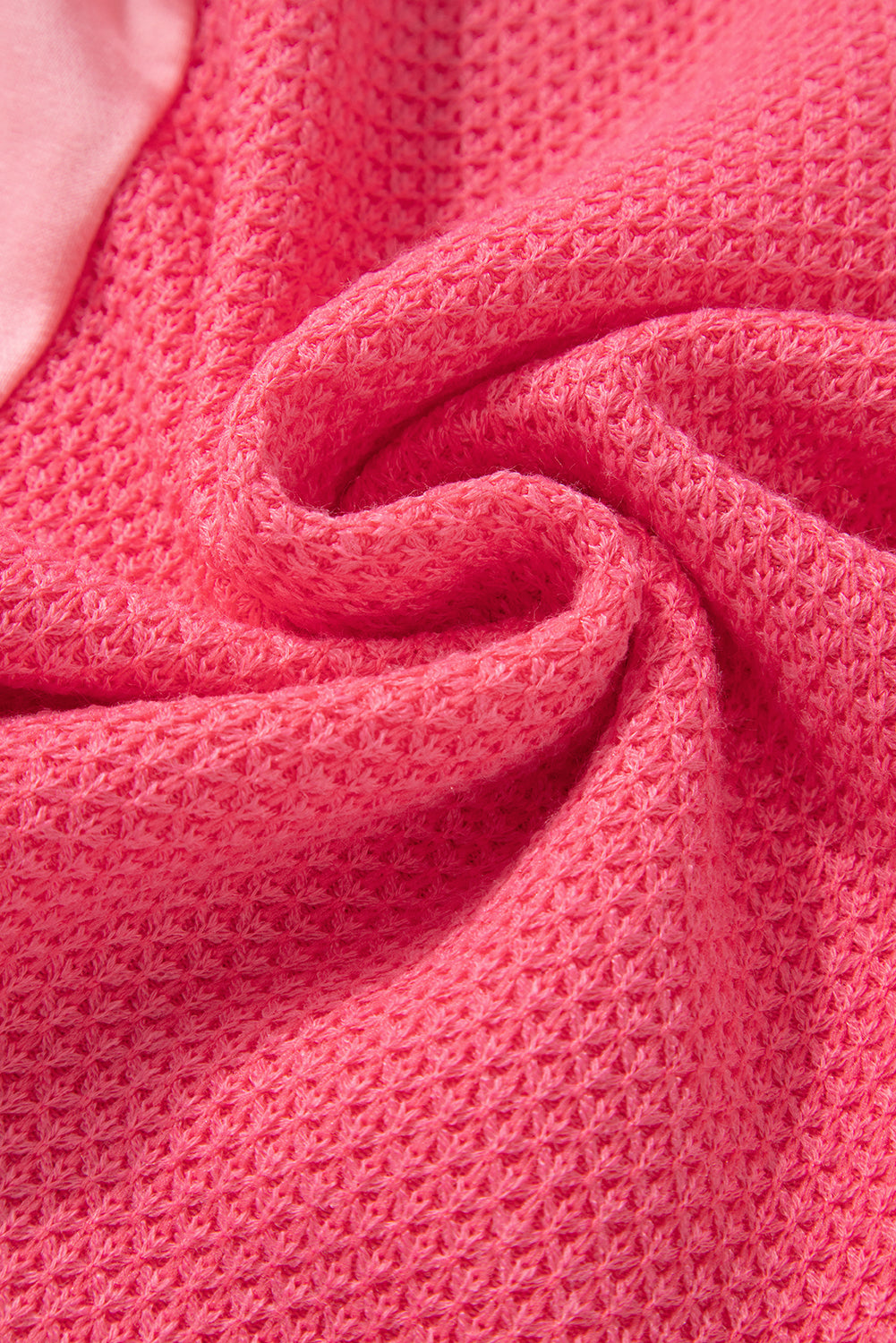 Peach Blossom Two Tone Contrast Waffle Knit Buttoned Loose Shacket Jackets JT's Designer Fashion