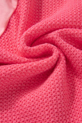 Peach Blossom Two Tone Contrast Waffle Knit Buttoned Loose Shacket Jackets JT's Designer Fashion