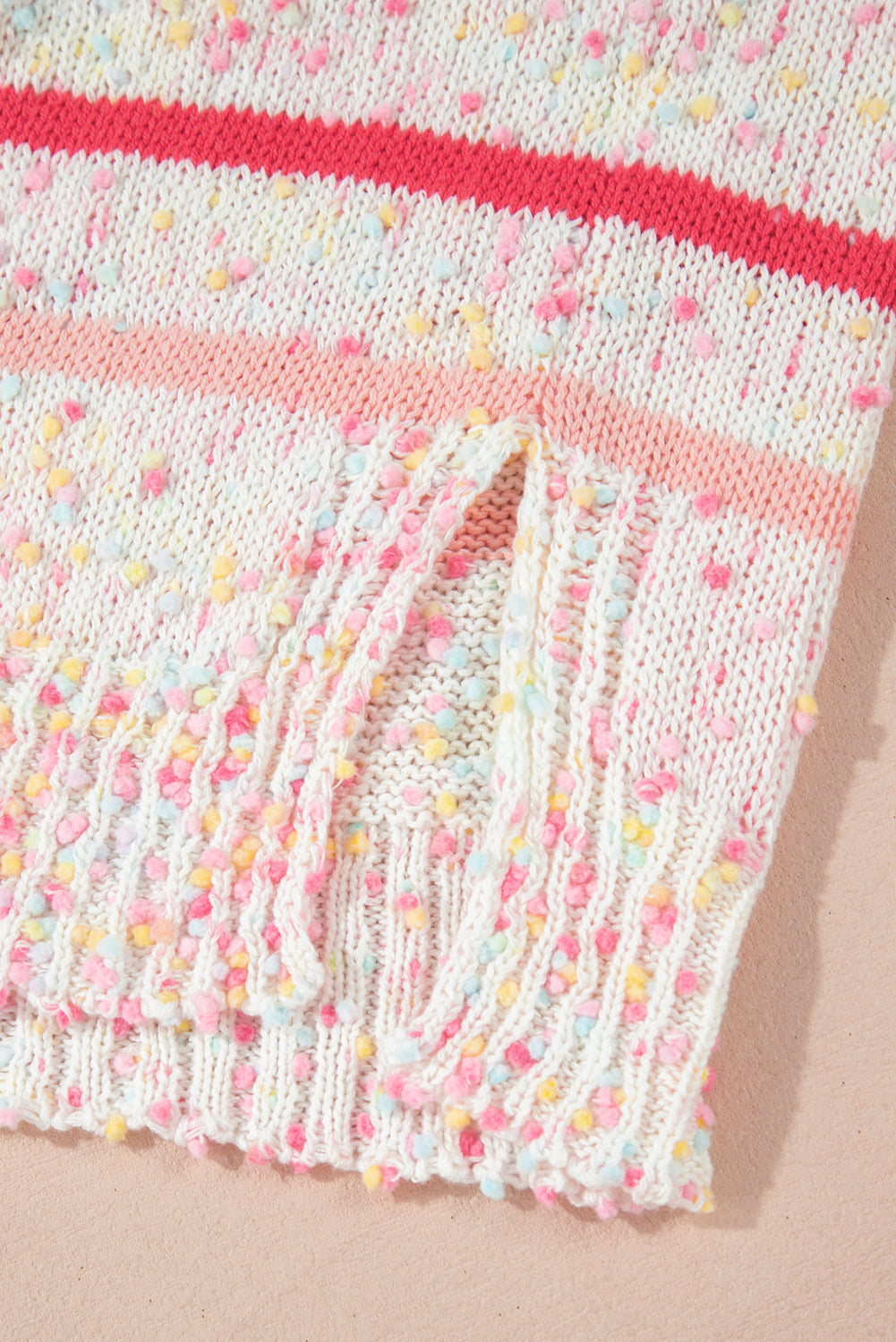 Pink Stripe Drop Shoulder Side Split Plus Size Sweater Plus Size Sweaters & Cardigans JT's Designer Fashion