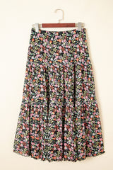 Brown Leopard Floral Reversible Ruffle Hem Maxi Skirt Skirts & Petticoat JT's Designer Fashion