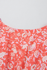 Red Floral Print Tasseled Tied Sleeve Empire Waist Maxi Dress Floral Dresses JT's Designer Fashion