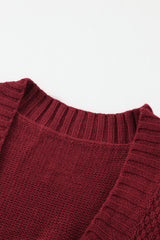 Burgundy Front Pocket and Buttons Closure Cardigan Sweaters & Cardigans JT's Designer Fashion