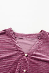 Meadow Mauve Plus Size Textured Velvet Tiered Buttons Tiered Dress Plus Size Mini Dresses JT's Designer Fashion