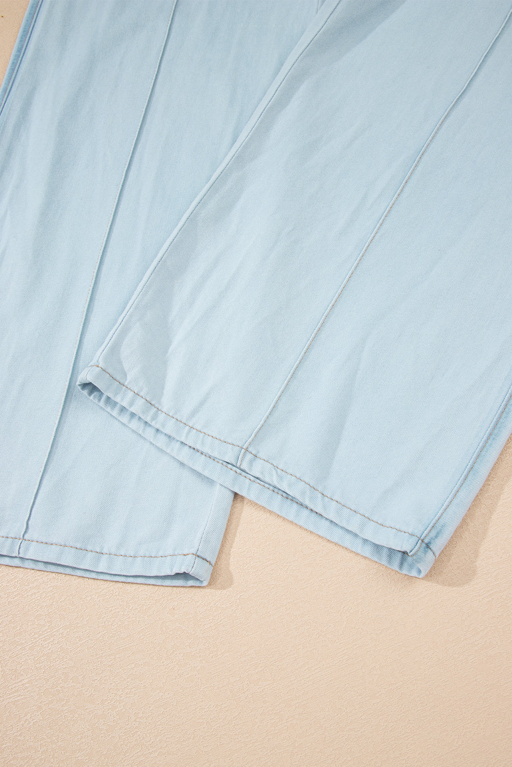 Beau Blue Light Wash Contrast Trim Center Seam Drawstring Elastic Waistband Wide Leg Denim Pants Jeans JT's Designer Fashion