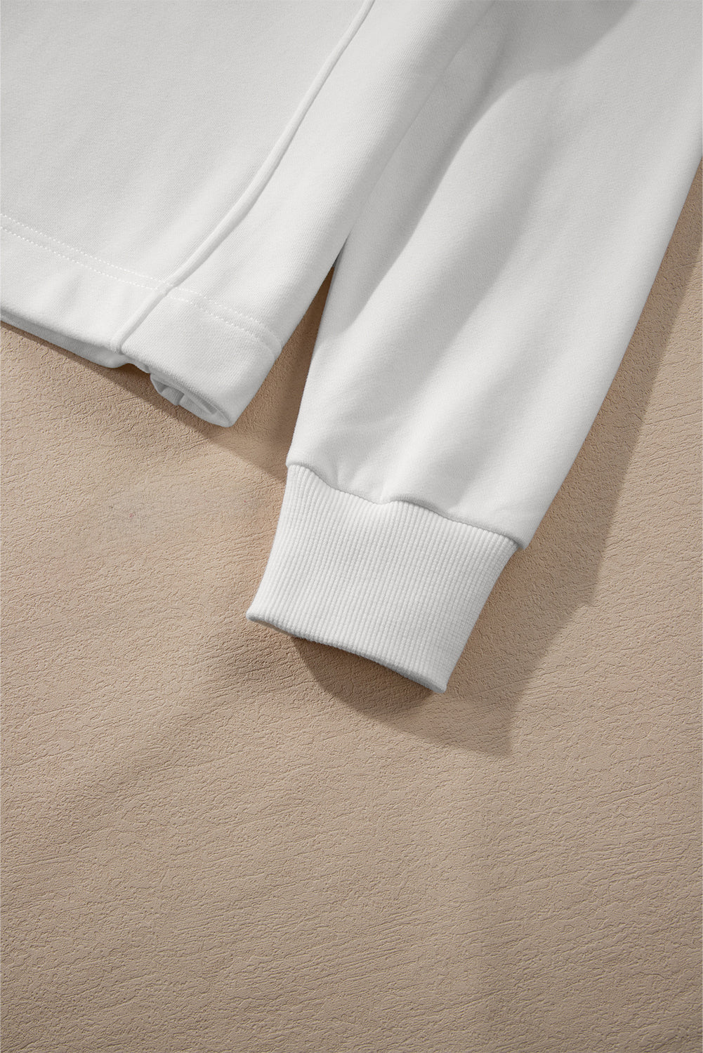White Zipped Neck Pullover Drop Shoulder Sweatshirt Sweatshirts & Hoodies JT's Designer Fashion