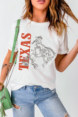 White TEXAS Cowboy Printed Western Fashion T Shirt Graphic Tees JT's Designer Fashion