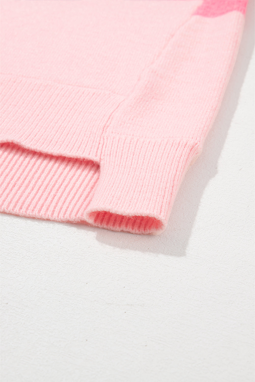 Pink Checkered Colorblock Striped High Low Loose Sweater Sweaters JT's Designer Fashion