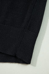 Black Boo Knitted Pattern Ribbed Edge Drop Shoulder Sweater Sweaters JT's Designer Fashion