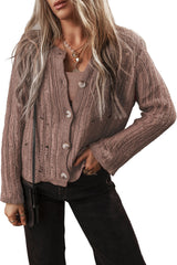 Goat Cut Out Textured Knit Buttoned Cardigan Cardigans JT's Designer Fashion