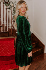 Evergreen Bowknot Decor High Waist Velvet Mini Dress Mini Dresses JT's Designer Fashion