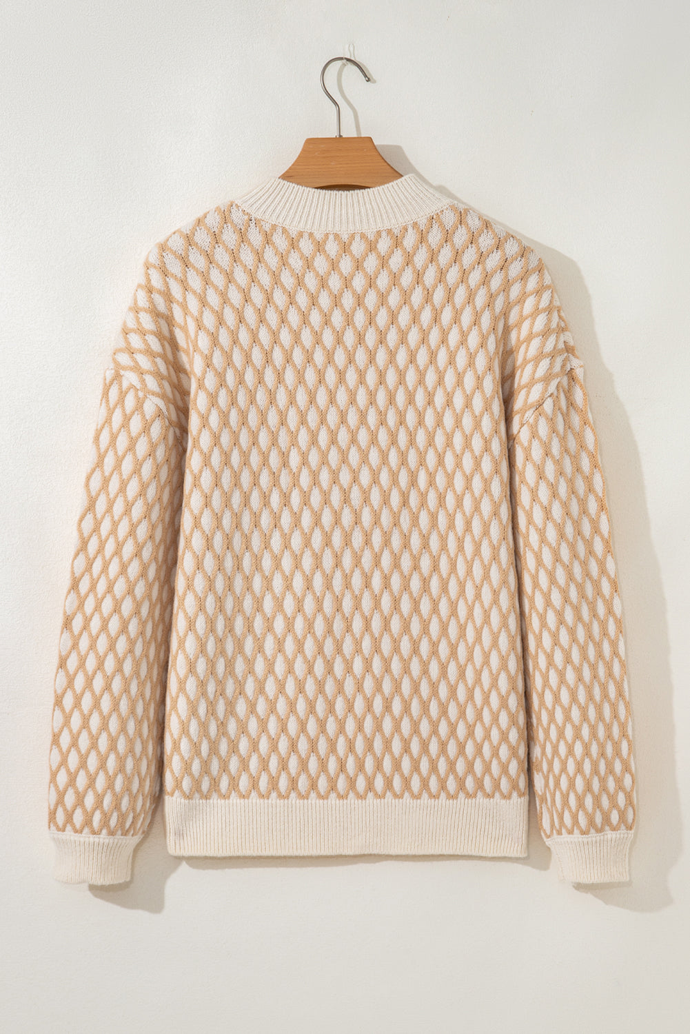 Smoke Gray Rhombus Textured Knit Mock Neck Sweater Sweaters JT's Designer Fashion
