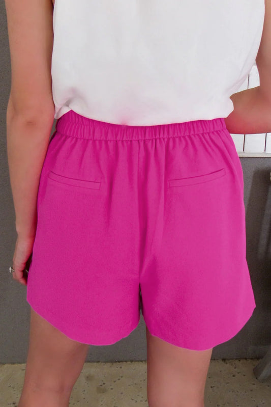 Sachet Pink Half Elastic Waist Casual Pocketed Shorts Casual Shorts JT's Designer Fashion