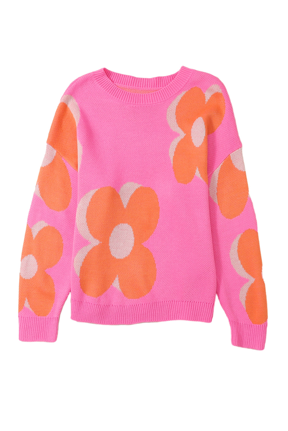 Flower Pattern Slouchy Sweater Sweaters JT's Designer Fashion