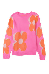 Flower Pattern Slouchy Sweater Sweaters JT's Designer Fashion
