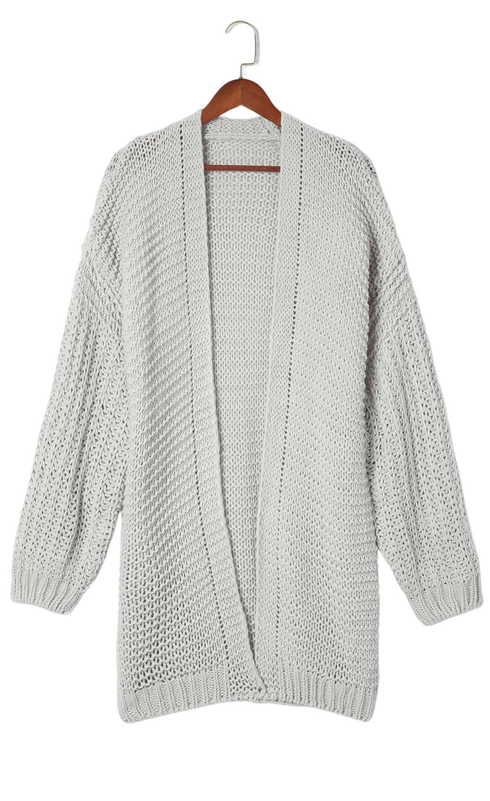 Gray Chunky Oversize Knit Drop Shoulder Puff Sleeve Cardigan Cardigans JT's Designer Fashion
