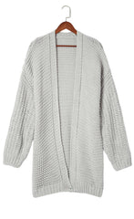 Gray Chunky Oversize Knit Drop Shoulder Puff Sleeve Cardigan Cardigans JT's Designer Fashion