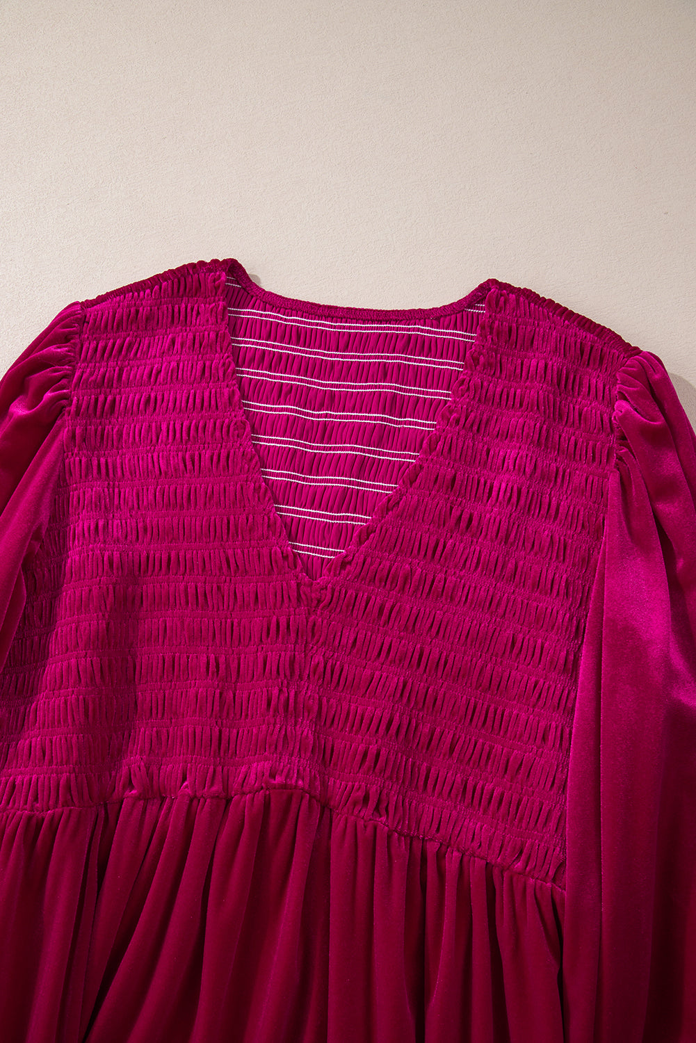 Rose Red Shirred V Neck Tiered Ruffled Velvet Plus Size Maxi Dress Plus Size Dresses JT's Designer Fashion