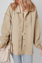 Jet Stream Solid Color Quilted Puffer Buttoned Shacket Jackets JT's Designer Fashion