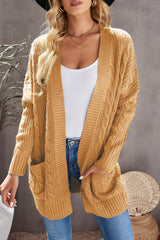 Mustard Knit Texture Long Cardigan Sweaters & Cardigans JT's Designer Fashion