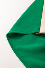 Green Oversized Color Block Boat Neck Tunic Blouse Blouses & Shirts JT's Designer Fashion