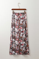 Brown Floral Print High Waist Maxi Skirt Skirts & Petticoat JT's Designer Fashion