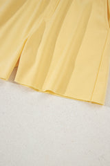 Yellow Cream Button Collar Drop Shoulder Pullover and Shorts 2pcs Outfit Short Sets JT's Designer Fashion