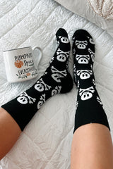 Color black Halloween Skull & Crossbones Crew Socks Socks JT's Designer Fashion