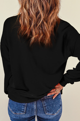 Black Glitter SPOOKY Ghost Pattern Crew Neck Halloween Sweatshirt Graphic Sweatshirts JT's Designer Fashion