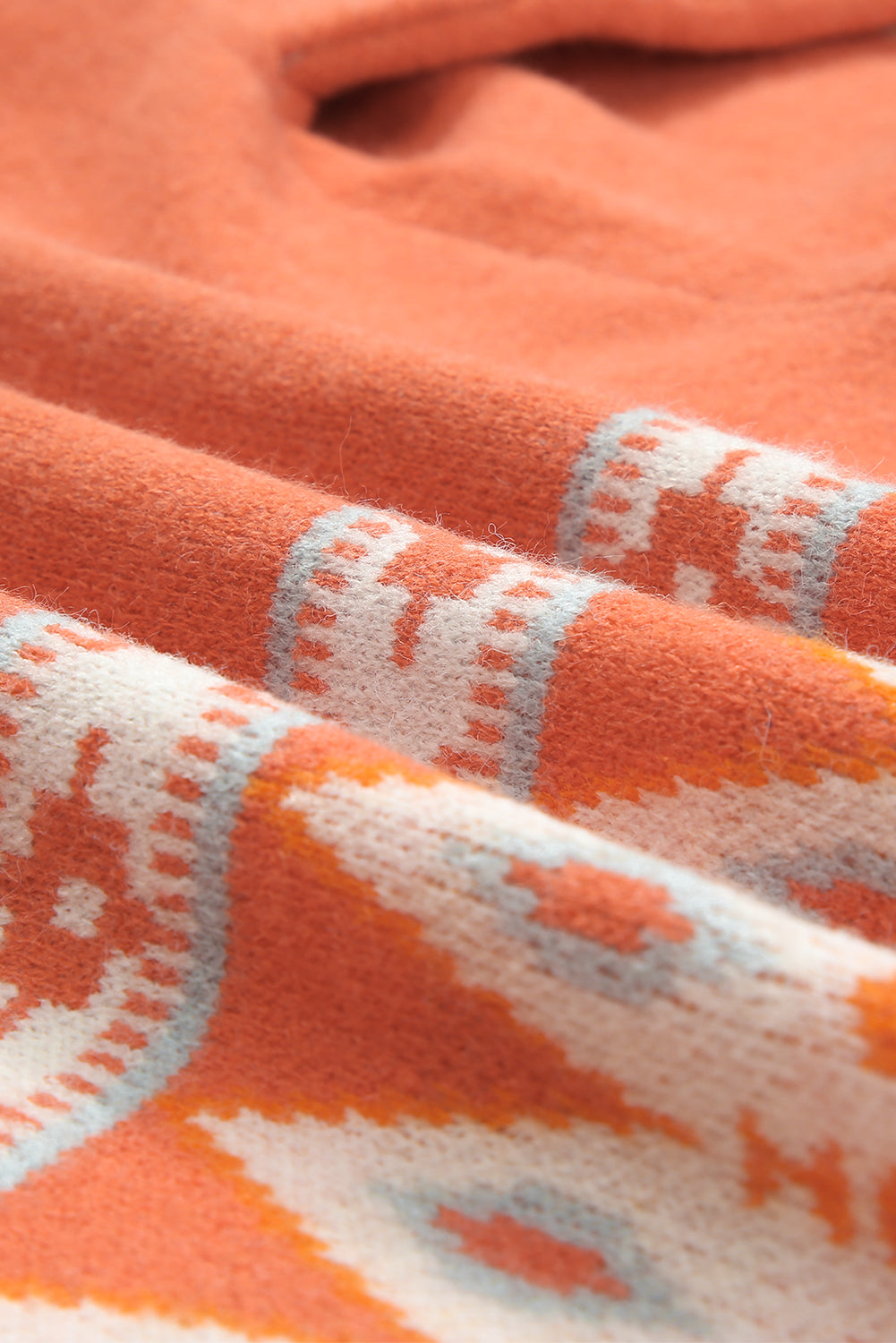 Orange Printed Aztec Print Open Front Knitted Cardigan Sweaters & Cardigans JT's Designer Fashion