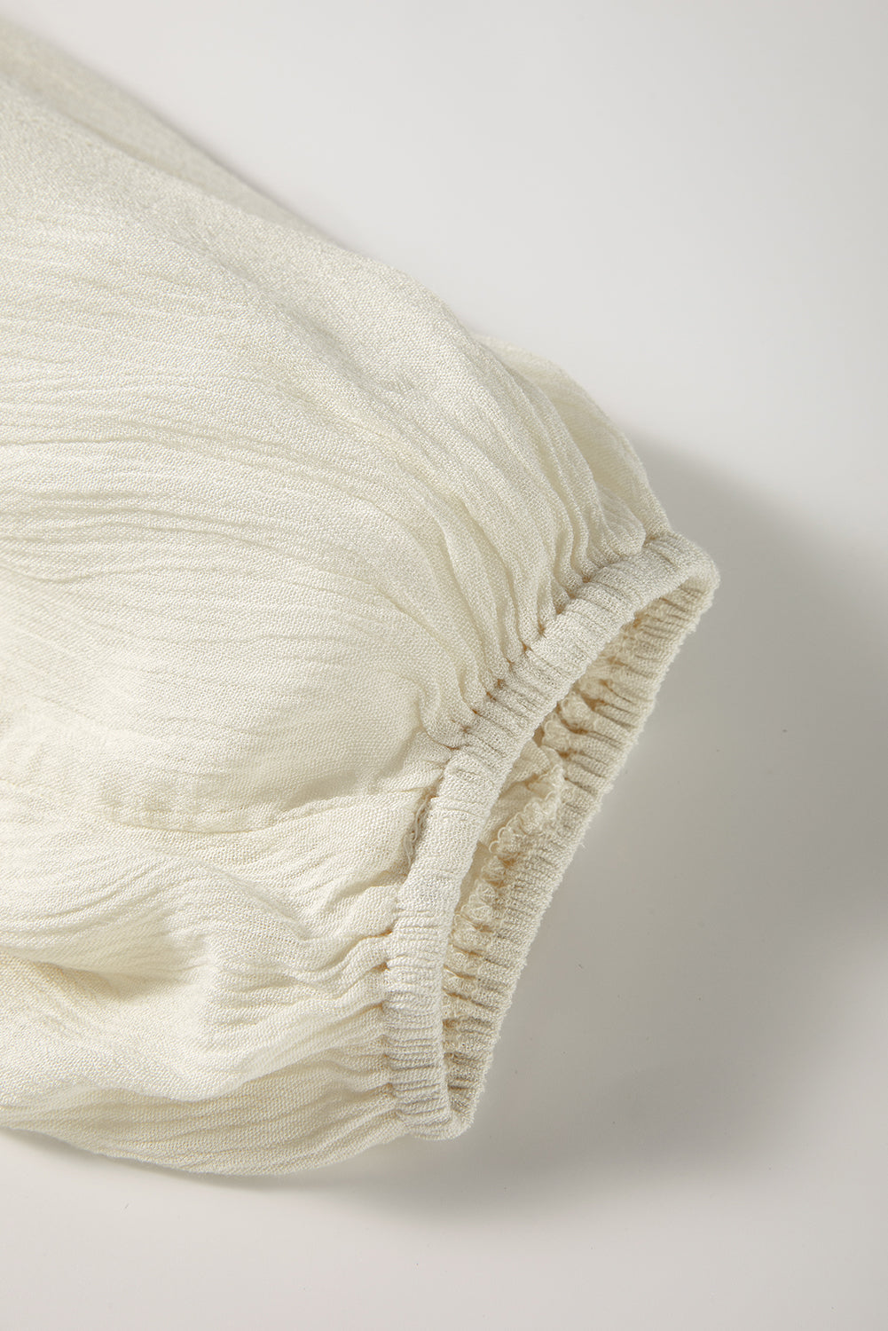Beige Floral Embroidered Textured Puff Sleeve Loose Shirt Blouses & Shirts JT's Designer Fashion