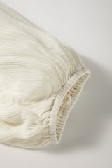 Beige Floral Embroidered Textured Puff Sleeve Loose Shirt Blouses & Shirts JT's Designer Fashion