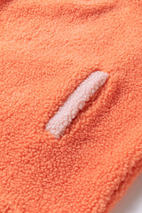 Orange Colorblock Half Zipper Stand Neck Sherpa Sweatshirt Sweatshirts & Hoodies JT's Designer Fashion