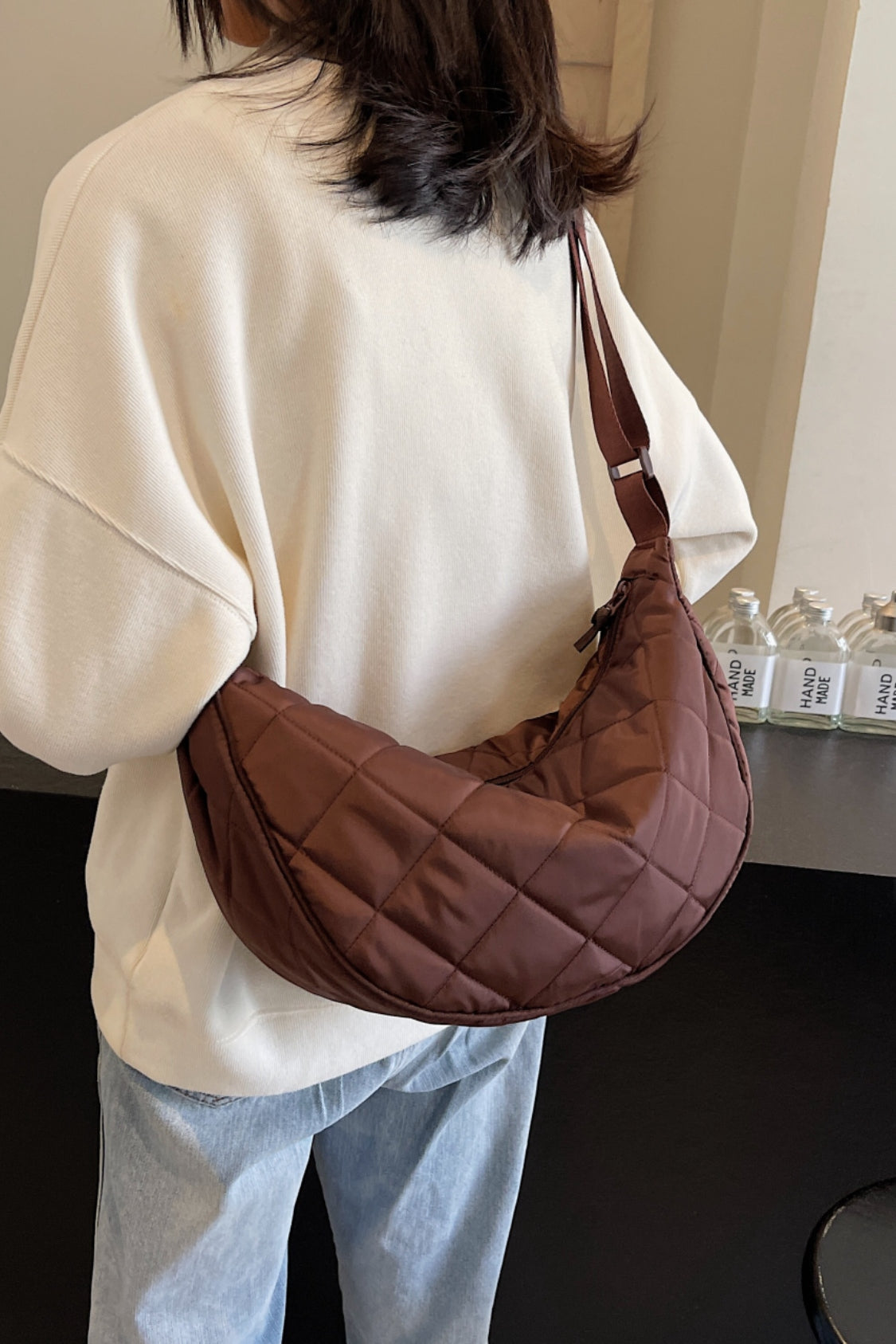 Plaid Quilted Adjustable Strap Crossbody Bag Shoulder Bags JT's Designer Fashion