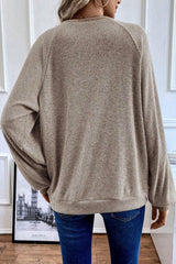 Jet Stream Color Contrast Ribbed Loose Fit Long Sleeve Top Long Sleeve Tops JT's Designer Fashion