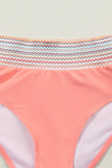 Peach Blossom Striped Patchwork Spaghetti Strap High Waist Bikini Swimsuit High Waisted Swimsuit JT's Designer Fashion
