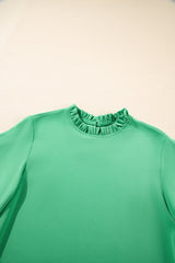 Green Frilly Round Neck Wide Half Sleeve Blouse Blouses & Shirts JT's Designer Fashion