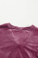 Meadow Mauve Plus Size Textured Velvet Tiered Buttons Tiered Dress Plus Size Mini Dresses JT's Designer Fashion