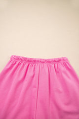 Bonbon V Neck Drop Shoulder Tee and Patchwork Drawstring Elastic Waistband Shorts Set Short Sets JT's Designer Fashion