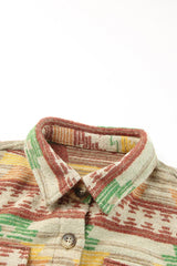 Yellow Western Aztec Print Button Flap Pocket Shacket Jackets JT's Designer Fashion