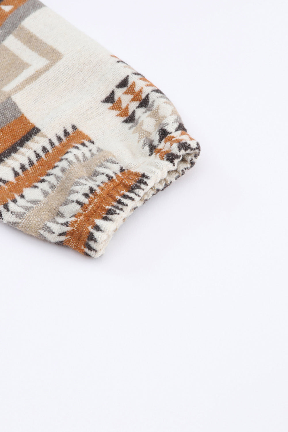 Beige Aztec Print Kangaroo Pocket Half-Zip Hoodie Sweatshirts & Hoodies JT's Designer Fashion