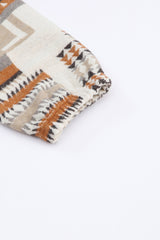 Beige Aztec Print Kangaroo Pocket Half-Zip Hoodie Sweatshirts & Hoodies JT's Designer Fashion
