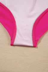 Rose Red Contrast Banding Tube Bikini High Waist 2pcs Swimsuit High Waisted Swimsuit JT's Designer Fashion