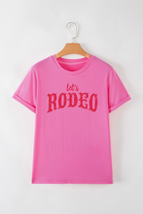 Rose Red Lets Rodeo Crew Neck Graphic Tee Graphic Tees JT's Designer Fashion