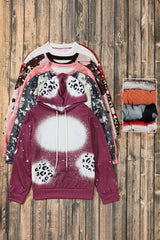 Leopard Tie Dye Print Kangaroo Pocket Pullover Hoodie Sweatshirts & Hoodies JT's Designer Fashion